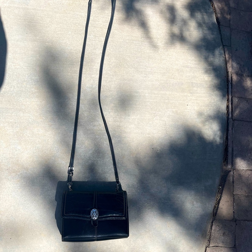 Brighton black leather crossbody purse